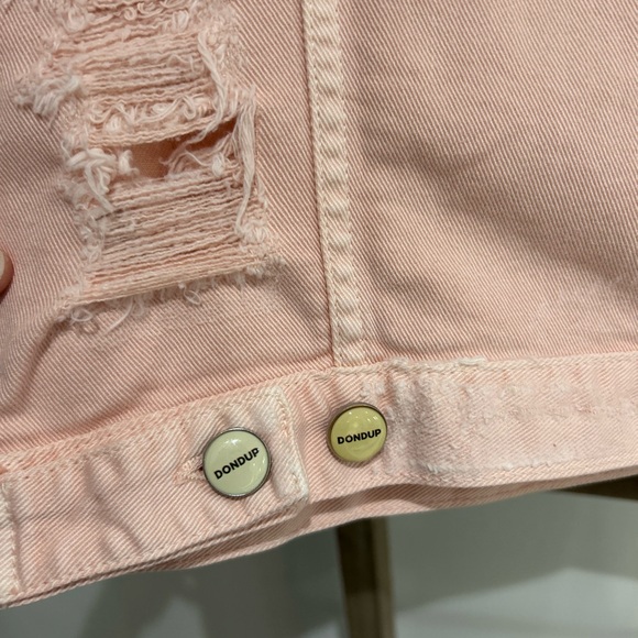 Dondup Italian Designer Light Pink Distressed Denim Jacket Size Small NWT Casual - Picture 5 of 10